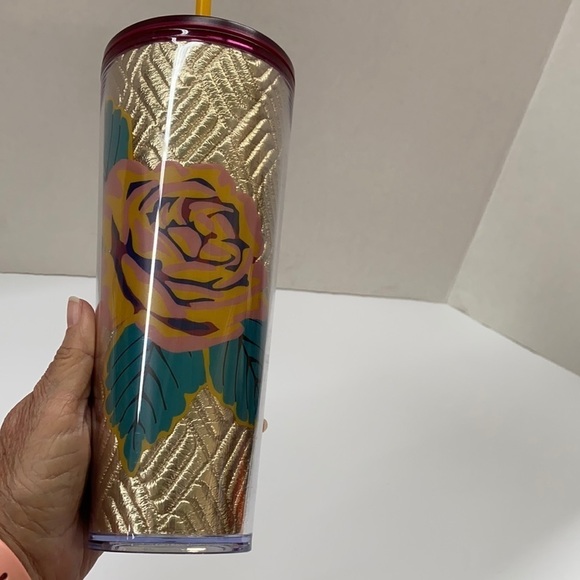 Starbucks Other - Starbucks Gold Foil Rose/ Quilt Tumbler Venti RARE!